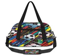 Borsone colorato per bambini da calcio, per ragazze e ragazzi, leggero, a righe, per sport, palestra, per bambini, per la notte, weekender, da portare con sé, borsa da viaggio o da ballo, Calcio