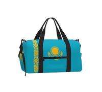 Borsone con bandiera del Kazakistan con scomparto per scarpe, sport, palestra, weekender, per uomini e donne, borsa da viaggio impermeabile con tasca bagnata per scarpe sporche