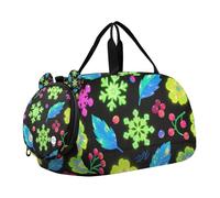 Borsone con fiocchi di neve verde fluorescente per bambini, con scomparto per scarpe, leggero, per viaggi, nuoto, danza, danza