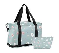 Borsone con fiori primaverili Little Fresh Borsa da portare con sé oggetti personali con tracolla regolabile per viaggi di lavoro set da 2 pezzi, fiori primavera poco freschi, 1 size