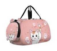 Borsone con gatto con orme con scomparto per scarpe, grande capacità, per viaggi notturni, viaggi, weekend, per viaggi, sport, borsone e weekend