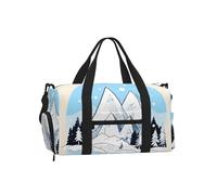 Borsone con montagne innevate con scomparto per scarpe, sport, palestra, weekender, per uomini e donne, impermeabile, con tasca bagnata per scarpe sporche