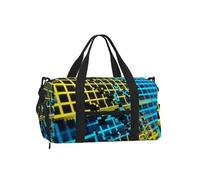 Borsone con motivo a griglia con scomparto per scarpe, per sport, palestra, weekender, per uomini e donne, borsa da viaggio impermeabile con tasca bagnata per scarpe sporche