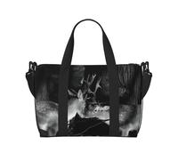 Borsone con motivo di coppia di cervi, può essere indossato a tracolla o a spalla, adatto per viaggi e campeggio.