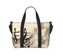 Borsone con motivo note musicali, può essere indossato a tracolla o a spalla, adatto per viaggi e campeggio.