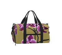 Borsone con motivo orchidee, con scomparto per scarpe, per sport, palestra, weekender, per uomini e donne, impermeabile, con tasca bagnata per scarpe sporche