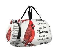 Borsone con motivo uccello rosso dal cielo, con scomparto per scarpe, leggero, per viaggi, sport, borsone e weekend
