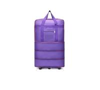 Borsone Con Rotelle Borsa da viaggio pieghevole, vano bagagli, scatola portaoggetti con ruota girevole, borsa for telescopica di grande capacità, notte(Purple three layersM)