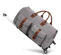 Borsone Con Rotelle Borsa for abiti pieghevole, borsa da viaggio for indumenti con ruote Trolley da lavoro multifunzionale impermeabile di grande capacità, fine settimana di lusso Per I Viaggi(Gray)