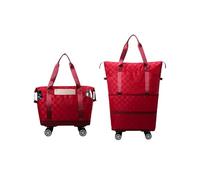 Borsone con ruota girevole a 360°, bagaglio pieghevole impermeabile di grande capacità, leggero, con ruote multidirezionali per viaggi nel weekend, Rosso