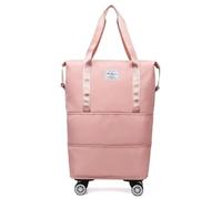Borsone Con Ruote Borsa da viaggio universale espandibile e regolabile con ruote, borsone portatile for viaggi d'affari, borsa for la spesa di grande capacità Da Viaggio(Pink)