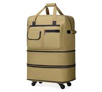 Borsone con ruote - Borsone da viaggio espandibile e resistente all'acqua | Ruote girevoli a 360° e scomparto tascabile bagnato | Bagaglio a mano for esigenze di viaggi notturni(Brown,21x 11.8 x 34.6i