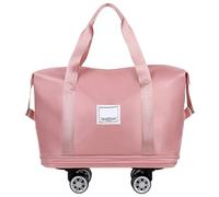 Borsone Con Ruote Borsone pieghevole, valigia, grandi ruote, borsa da viaggio comoda for ragazzi, materiale in tessuto di bue, colore puro Per Viaggiare(Pink)