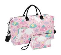 Borsone da allenamento Borsa da allenamento di grande capacità borsa da notte con cinturino regolabile per viaggi di lavoro senza soluzione di continuità unicorni rosa modello illustrazione, seamless,