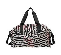 Borsone da allenamento di grande capacità, con scomparti multipli, tracolla staccabile per attrezzatura atletica, borsa di separazione asciutta e bagnata, Nero , Bellezza di massa