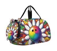 Borsone da bowling retrò colorato arcobaleno con scomparto per scarpe grande capacità per bambini borsa da notte per viaggi, nuoto, danza, danza