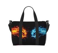 Borsone da boxe con motivo ghiaccio e fuoco, borsa a tracolla portatile, adatta per fitness, pendolarismo, viaggi.