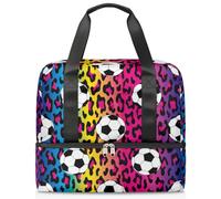 Borsone da calcio colorato leopardato per donne uomini ragazzi Kirls Football Weekend Borse da notte separato bagnato 21 L Tote Bag per viaggi, palestra, yoga, Colore, 21L, Organizer per borse