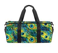 Borsone da donna, borsa da palestra da donna, borsa per la notte, motivo vintage con piume di pavone, Motivo 6837, 45x23x23cm(17.7x9x9in)