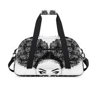 Borsone da donna con capelli ricci neri per ragazze e ragazzi, borsa da viaggio per la notte da 24 litri, per sport, palestra, pratica, Colore, (24L) UK, Organizer per borse