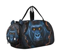 Borsone da palestra 3D Gorilla Wall blu con scomparto per scarpe, grande capacità, borsone da viaggio per viaggi, sport, fitness e allenamento