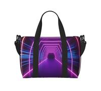 Borsone da palestra a coda di lemure con coda ad anelli per uomini e donne, borsa da viaggio per la notte con scomparto per scarpe borse da allenamento, Tunnel con luci al neon, Taglia unica, Borsone