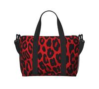 Borsone da palestra a coda di lemure con coda ad anelli per uomini e donne, borsa da viaggio per la notte con scomparto per scarpe borse da allenamento, Motivo leopardato rosso., Taglia unica, Borsone