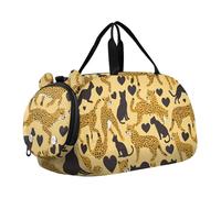 Borsone da palestra a forma di cuore con ghepardo animale, con scomparto per scarpe, grande capacità, borsa da viaggio per la scuola, pratica, sport, viaggi