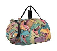 Borsone da palestra a forma di dinosauro con scomparto per scarpe, grande capacità, per la notte, weekender, borsa da viaggio per ragazzi e ragazze