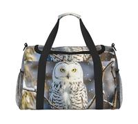 Borsone da palestra Aurora Borealis per uomo e donna borsa da notte con scomparto per scarpe borse da viaggio per allenamento, Inverno Bianco Gufo, Taglia unica, Borsone da viaggio