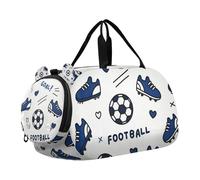 Borsone da palestra blu con motivo a cuore con scomparto per scarpe, grande capacità, per la notte, weekender, borsa da viaggio per pratica scolastica, sport, viaggi