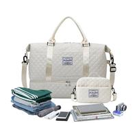 Borsone da palestra, borse da portare a mano, scomparto per scarpe, borsa da palestra per segregazione asciutta e bagnata, multiuso, resistente all'acqua, per ragazzi, ragazze, uomini e donne, bianco,
