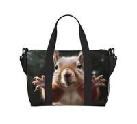 Borsone da palestra carino con piccolo cigno per uomo donna borsa da viaggio per la notte con scomparto per scarpe borse da allenamento, Animale divertente scoiattolo, Taglia unica, Borsone da viaggio