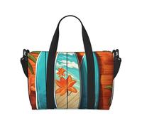 Borsone da palestra carino con piccolo cigno per uomo donna borsa da viaggio per la notte con scomparto per scarpe borse da allenamento, Tavola da surf su legno, Taglia unica, Borsone da viaggio