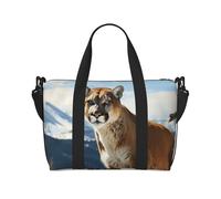 Borsone da palestra carino con piccolo cigno per uomo donna borsa da viaggio per la notte con scomparto per scarpe borse da allenamento, Leone di montagna pantera, Taglia unica, Borsone da viaggio