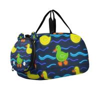 Borsone da palestra colorato con anatroccolo fluorescente con scomparto per scarpe, grande capacità, bagaglio a mano per pratica scolastica, sport, viaggi