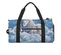 Borsone da palestra con agnello e leone sulle nuvole, unisex, impermeabile, da viaggio, leggera, per viaggi, sport, colore bianco, taglia unica