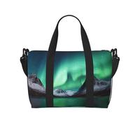 Borsone da palestra con animali selvatici con cervi selvatici per uomini e donne, borsa da viaggio per la notte con scomparto per scarpe borse da allenamento, Aurora Boreale, Taglia unica, Borsone da