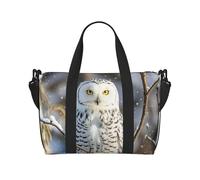 Borsone da palestra con animali selvatici con cervi selvatici per uomini e donne, borsa da viaggio per la notte con scomparto per scarpe borse da allenamento, Inverno Bianco Gufo, Taglia unica