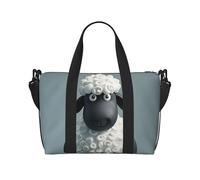 Borsone da palestra con ascensore da sci con abete, borsone da viaggio per uomo e donna, borsa da viaggio con scomparto per scarpe da allenamento, Cartoon Nero Bianco Pecore, Taglia unica, Borsone da