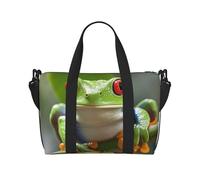 Borsone da palestra con bandiera greca per uomo e donna, borsa da viaggio per la notte con scomparto per scarpe borse da allenamento, Rana con occhi rossi, Taglia unica, Borsone da viaggio