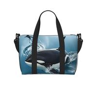 Borsone da palestra con bandiera greca per uomo e donna, borsa da viaggio per la notte con scomparto per scarpe borse da allenamento, Orca Killer Whale, Taglia unica, Borsone da viaggio