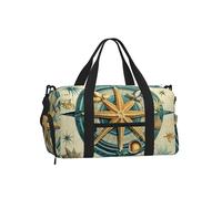 Borsone da palestra con bussola nautica per uomo e donna, borsa da viaggio retrò con scomparto per scarpe, borsone da viaggio per il fine settimana con stella marina, impermeabile, per sport durante
