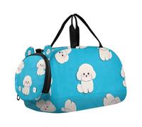 Borsone da palestra con cane Bichon Frise bianco con scomparto per scarpe, grande capacità, borsa da viaggio per ragazzi e ragazze