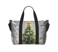 Borsone da palestra con cani Pitbull, borsone per uomo e donna, borsa da viaggio per la notte con scomparto per scarpe borse da allenamento, Albero di Natale rotondo, Taglia unica, Borsone da viaggio