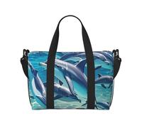 Borsone da palestra con cani Pitbull, borsone per uomo e donna, borsa da viaggio per la notte con scomparto per scarpe borse da allenamento, Arte delfini, Taglia unica, Borsone da viaggio