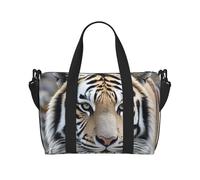 Borsone da palestra con cani Pitbull, borsone per uomo e donna, borsa da viaggio per la notte con scomparto per scarpe borse da allenamento, Tigre bianca e nera., Taglia unica, Borsone da viaggio