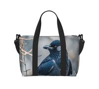 Borsone da palestra con cani Pitbull, borsone per uomo e donna, borsa da viaggio per la notte con scomparto per scarpe borse da allenamento, Uccelli Corvo Nero, Taglia unica, Borsone da viaggio