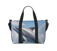 Borsone da palestra con cani Pitbull, borsone per uomo e donna, borsa da viaggio per la notte con scomparto per scarpe borse da allenamento, Delfino, Taglia unica, Borsone da viaggio