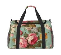 Borsone da palestra con cavalli per uomo e donna, borsa da notte con scomparto per scarpe, borse da viaggio per allenamento, Fiori vintage, Taglia unica, Borsone da viaggio